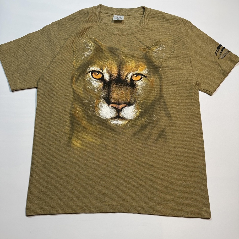 Vintage Hazelwoods Dallas Zoo Shirt Mens XL Brown Cougar Mountain Lion Tee